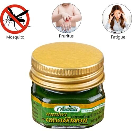 1pcs Thailand Green Herbal Blam Cooling Oil Refresh Headache Muscle Rub Aches Pain Relieving Cream Itching Abdominal Ointment