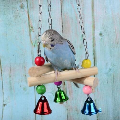 1Pcs stand frame Pet bird hanging swing toy bird cage pendant with bell