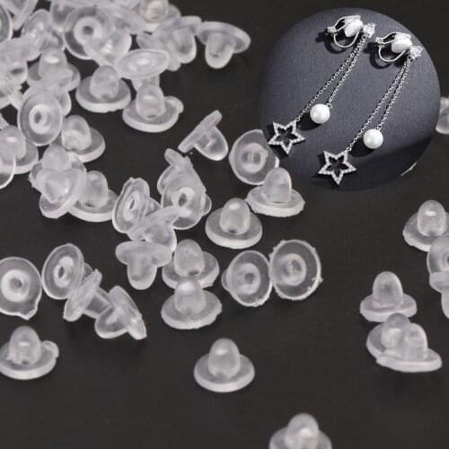 100Pcs Clear Anti-Pain Rubber Clip On Earring Super Soft Silicone Cushion Pads New