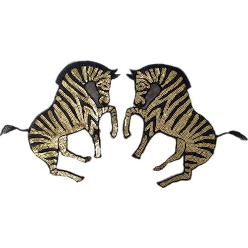 20CM Zebra Large Patch Diy Clothes Stickers Gold Sequins Biker Badge Sew On Patches For Clothing Strange things Christmas gift