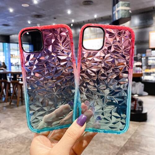 3D Gradient Diamond Pattern Phone Case For VIVO Y93 Y91 Y95 Y85 Y83 Y71 X21 X20 X23 X27 X50 X30 Pro V15 V9 Clear Cover