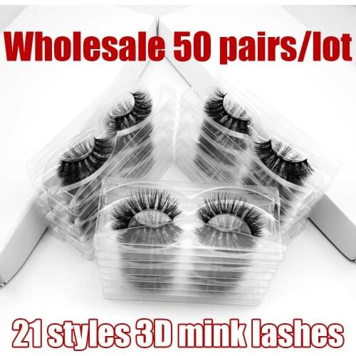 3D Mink Lashes Wholesale Mink Lashes 50 pairs Make Up Lashes Extension For Beauty Natural Eyelashes Mink Fluffy Lashes Bulk