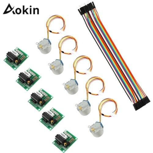 5PCS 28BYJ-48 ULN2003 5V Stepper Motor + ULN2003 Driver Board Compatible with Arduino + 20 PCS Male to Female Jumper Wire Cable