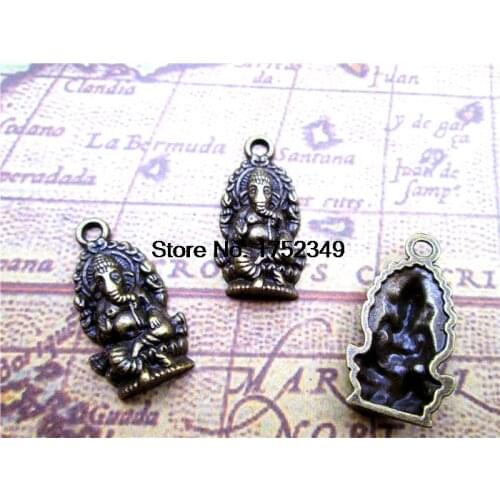 75pcs--Ganesha charms, Antique Tibetan bronze Ganesha charms pendants 27x14mm