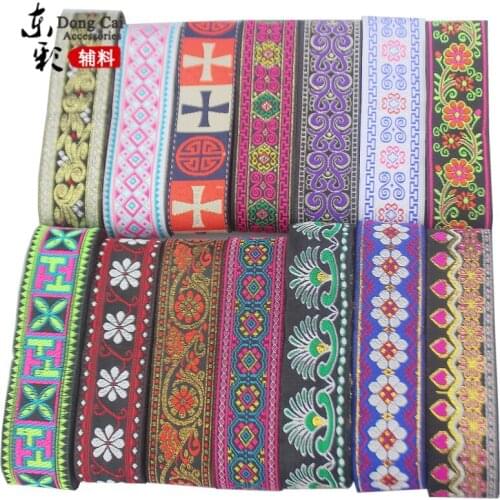 5yards/Piece Width 3.3cm Lace Fabric Webbing Strap National Embroidery Ribbon Cotton DIY Handmade Home Decoration Accessories