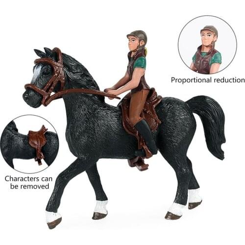 Montessori Farm Animal Figures Toy Riding Horse Bull Figurine Action Collectible Model Horse Rider Figures For Kids Model