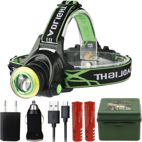 Torch Lamp Portable Light for Camping Bulbs XM-L T6 Led Headlamp Sensor Headlight COB Micro USB Rechargeable Head Flashlight