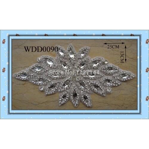 Crystal bridal beaded rhinestone applique for wedding dress WDD0090