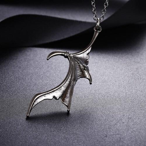 2Pcs Vinatge Bat Wing Heart Couples Pendant Necklace Set Lovers Fashion Jewerly U2JF