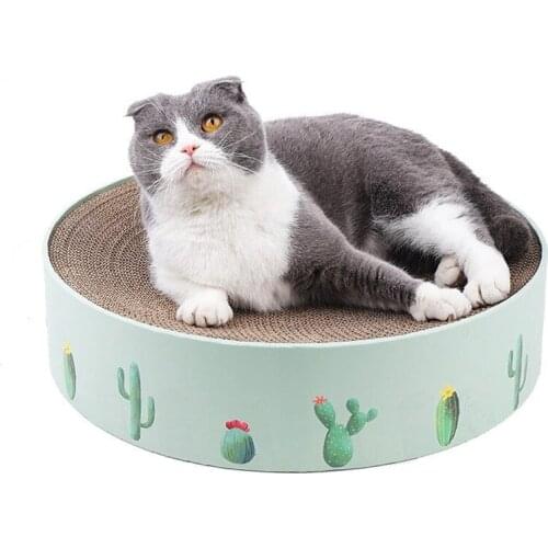 Bowl-shaped Cat Kennel cactus Pattern Corrugated paper Cat Board Pet toy Curved Cat Scratcher Toy Claw Grinder Protect Sofa