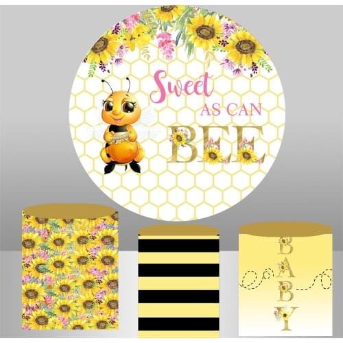 Circle Backdrop round background Sweet as can bee birthday party decor Baby Shower Photo Studio column/cylinder Covers YY-541
