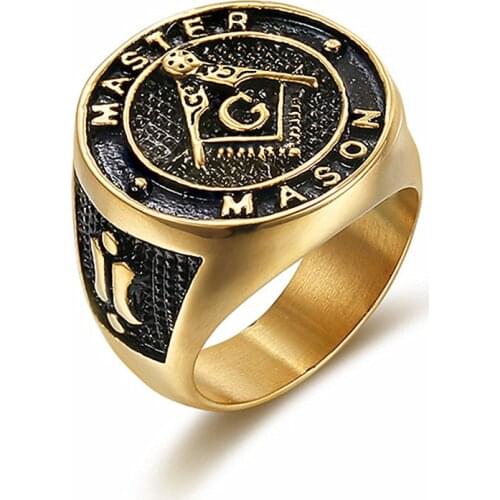 Dropshipping Master Mason Masonic Rings Stainless Steel A G Free-Mason Rings Men Jewelry Gift Alliance US Size 7 to 15 R753G