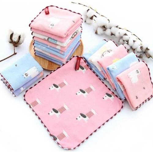 Cute Baby Face Washed Towel Cotton 6 Layers Gauze 25*25cm Square Newborn Infant Printed Cartoon Handkerchief Bathing Wipe Cloth