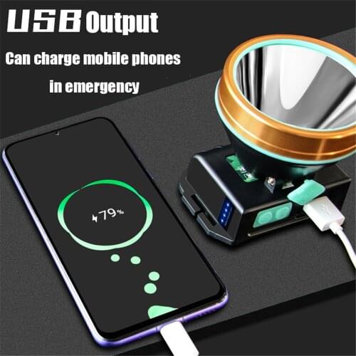 Outdoor Portable Lighting Fishing Headlight IPX6 5200mAh Smart Sensor Light Lanterna USB Output Charge for Phone Linterna Cabeza