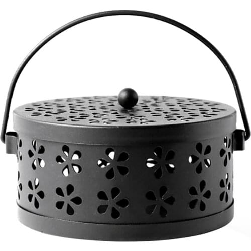 New Iron Fireproof Mosquito Coil Box Classical Sandalwood Stove Household with Lid Large Mosquito Coil Tray Chinese Style Disc