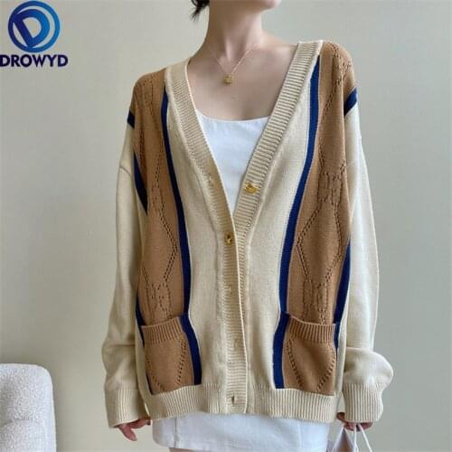2021 New Fashion V-neck Loose Korean Autumn and Winter Cardigan Sweater Coat Women Mid-length Single-breasted Jacket Coat Top
