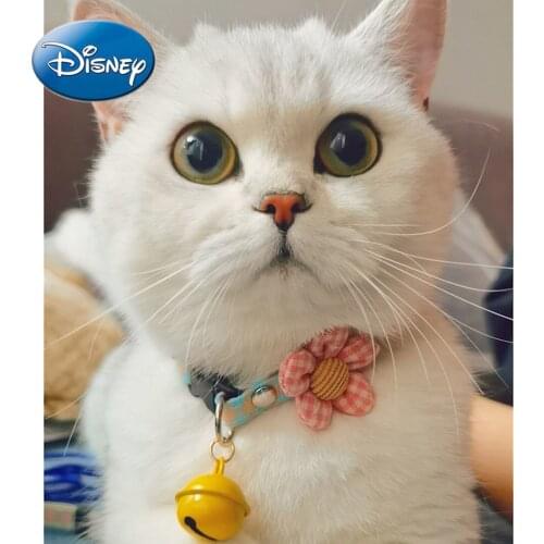Disney Mickey Minnie Pet Cat Bell Collar Cute Adjustable Dog Collar Teddy Bichon Neck Ornament Flower Fish