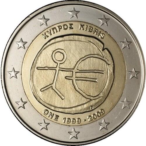 Cyprus 2009 EU 10th Anniversary 2 Euro Commemorative Coin Unc 100% Real Genuine Original Coin,comemorative Collection Coins