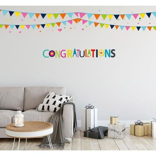 Festival Bunting Banner Wall sticker Christmas birthday home decoration wallpaper living room party congratulations stickers