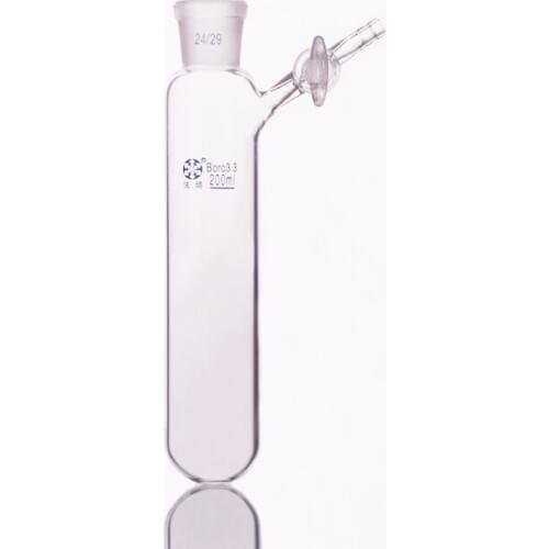 Reaction tube with glass valve and standard gr mouth,Capacity 200ml and joint 24/29,High borosilicate glass