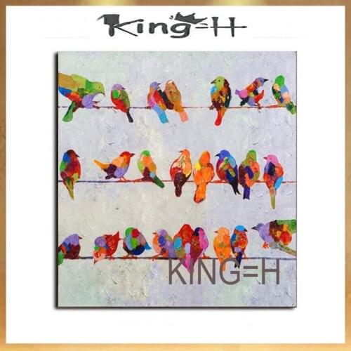 Hand-painted modern home decoration canvas painting abstract many colorful beautiful bird animal oil painting decorative wall ar