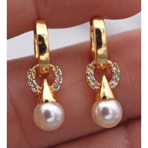 Jewelry New Brand Design Gold Color Pearl Hoop Earrings For Women Trendy Earring for Party Wedding New Accessories Wholesale