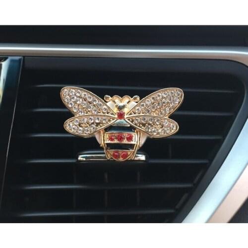 Cute little bee car air outlet perfume holder cartoon creative car air conditioning air outlet diamond ornaments car accessories