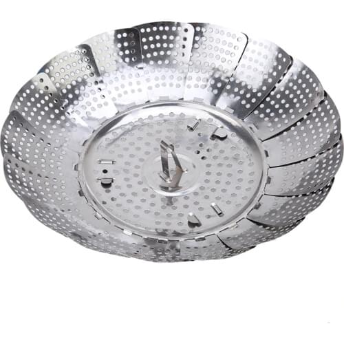 Folding Stainless Food Steamer Vegetable Fruit Food Basket Mesh Steamer Rack Cookware Utensils For Cooking Steam Dia.21/26/28cm