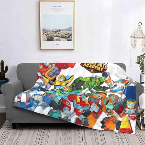 Rescue Bots Academy Shaggy Throw Soft Blanket Sofa/Bed/Travel Love Gifts Rescue Bots