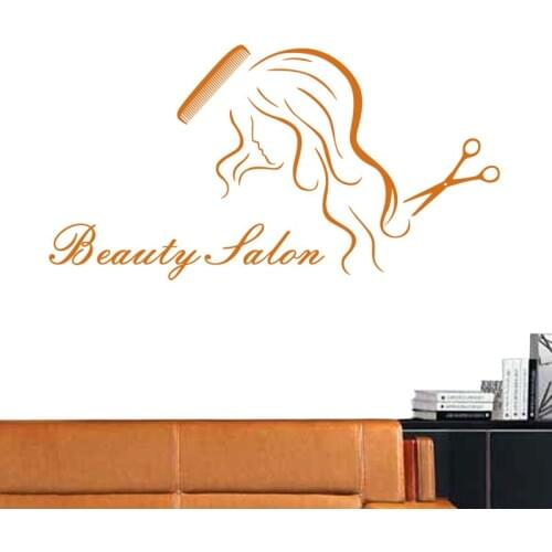 Beauty Salon Sticker Hair Salon Wall Decal Barber Shop Scissor Vinyl Window Decals Decor Mural Hairdresser Glass Sticker