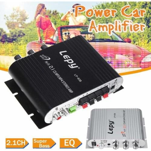 Lepy LP-838 12V Car Amplifier Hi-Fi 2.1 CH Channel MP3 MP4 DVD Phone Radio Audio Stereo Bass Speaker ooster Player