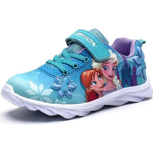 Disney Spring Children Shoes For Girls Boys Spiderman Sneakers Elsa Anna Princess Kids Shoes Casual Sport Running Leather Shoes
