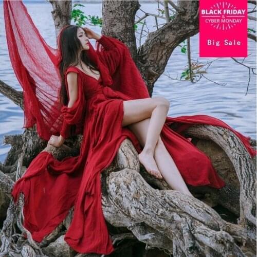 2018 Summer new womens clothing vintage V-Neck sexy strapless was thin high waist dress seaside resort beach long dress L115