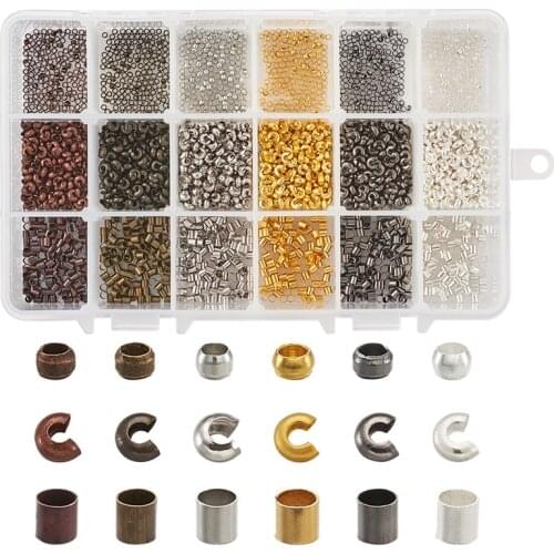 1 box Mixed Shapes Brass Crimp Beads half Round Tube Beads Stooper Spacer Beads for Jewelry Making DIY Findings