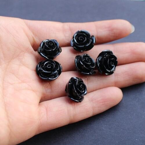10 Pieces/lot) 12mm 15mm Black color Artificial Coral Rose Cabochon Coral flower for Jewelry making