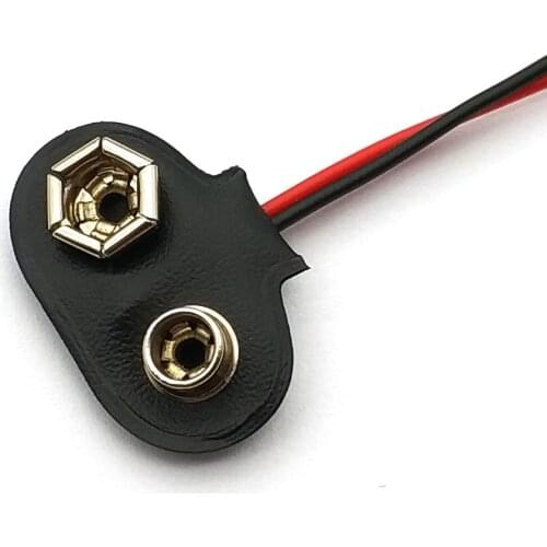 10cm Black Red Cable Connection 9V Battery Clips Connector Buckle 10pcs/lot