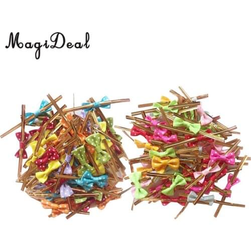 100pcs 12 Colors Metallic Twist Wire Tie Bowknot Candy Cookie Cake Cello Bag Wedding Party Favours 8cm Long