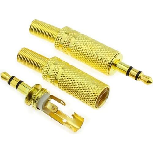 100pcs High Quality Gold plated Jack 3.5mm Audio Metal Connector Cable Adapter (Two Channels) Stereo Headphone Plugs 3.5