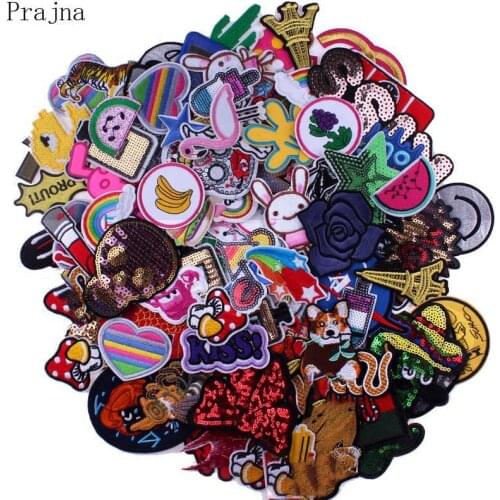 Prajna Embroidered 20 30Pcs Patches Mixed Patch Lot Fashion Skull Cartoon Patch Random Sew On Iron On Cheap Parches For Clothing