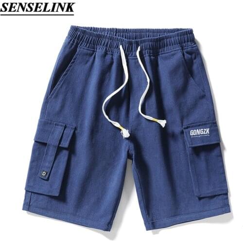 2021 Summer New Solid Color Shorts Men Casual Multi-Pocket Fashion Loose Elastic Waist Beach Pants Big Size Men Shorts M-8Xl