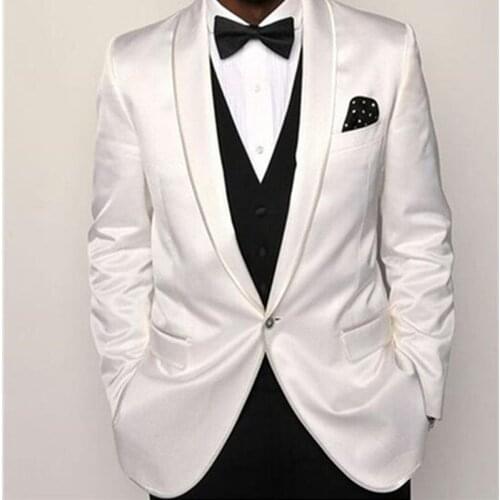 2021 New Style Fashion Handsome White Blazer Suits Slim Fit Groomsmen Tuxedo For Wedding Dinner Party Suits (Jacket+Vest+Pants)