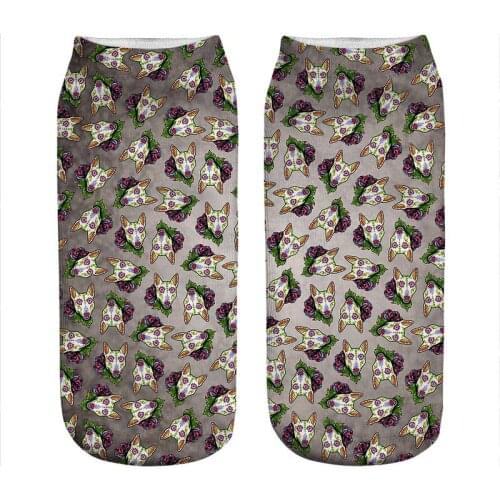 2021 Womens socks kawaii Dead Sugar Skull Dog Printed Socks Woman harajuku Happy Funny Novelty cute girl gift Socks for women
