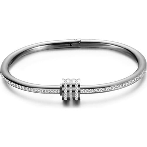 5pcs/Lot Luxury Crystal Beaded Bracelet Bangles For Women Fashion Jewelry Stainless Steel Charm Accessories Wholesale