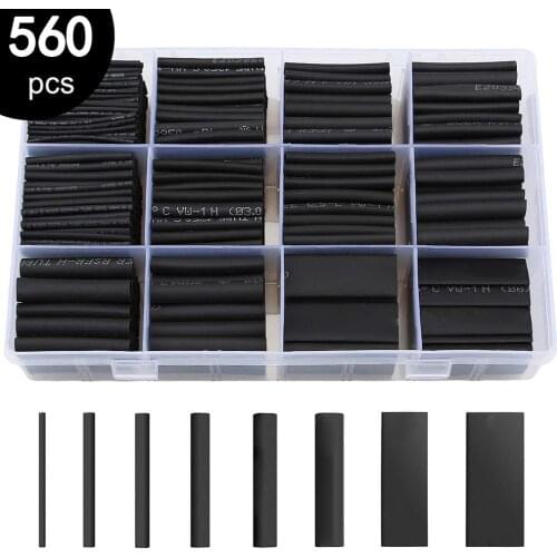 560pcs Heat Shrink Wire Connector Set Shrinkable Wire Sleeve Butt Tube Kit with Storage Box