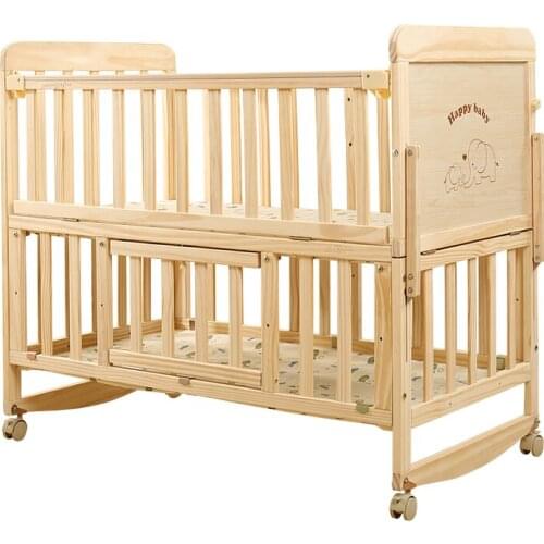 834 Baby Bed Solid Wood Babies' Bed Multi-functional BB Small Bed Newborn Children Side Bed European Style Folding Joint Bed