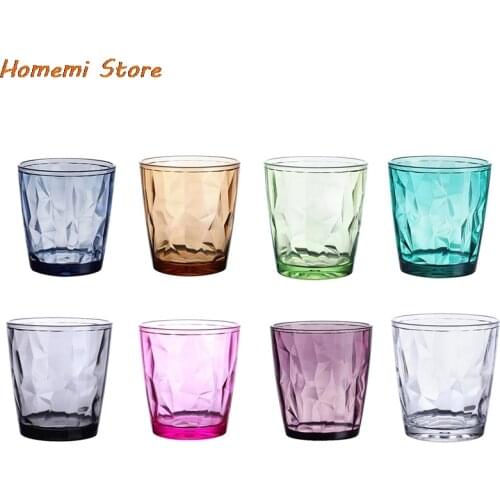 Diamond Water Cup Hexagonal Transparent Whiskey Cocktail Beer Acrylic Household Water Glass Cup For Coffee Milk Tea