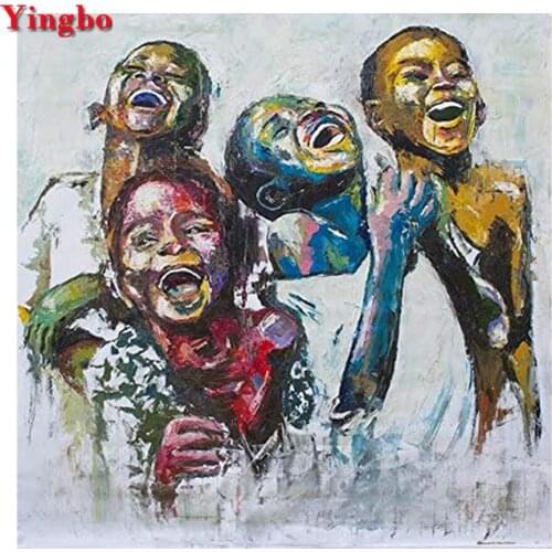 Full square round drill Diamond Embroidery sale Happy children Rhinestone pictures mosaic 5D DIY Diamond Painting African boys
