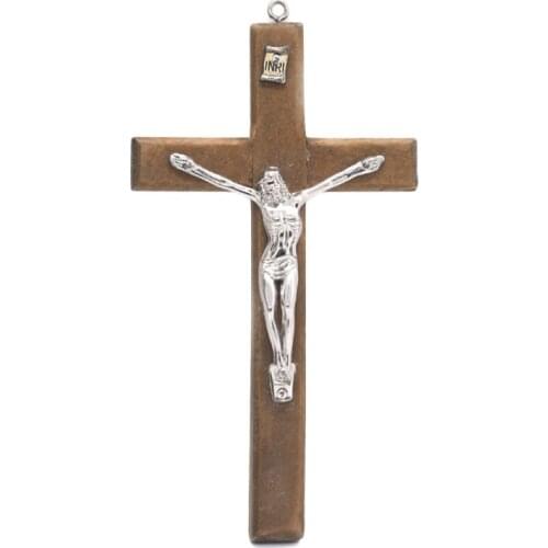 B0KB Wooden Jesus Cross Pendant Christ Suffering Statue Cross Religious Prayer Jesus Decoration Religious Prayer Hand Holding