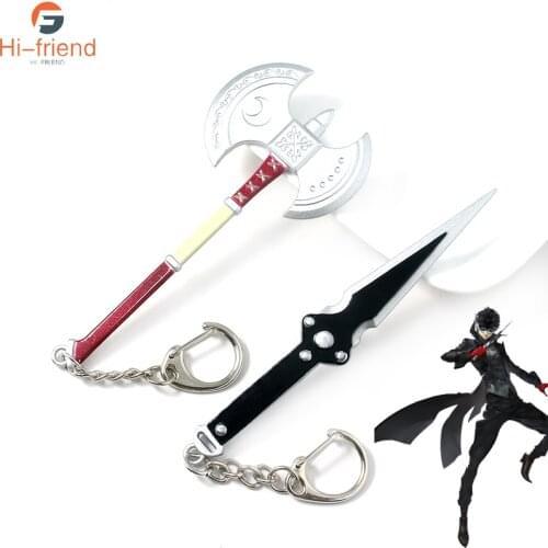 Game Persona 5 Ren Amamiya Equipment Keychains Man Car Woman Bag Black Dagger Weapon Keyring Gift
