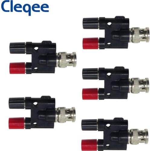 Cleqee P7009 5Pcs BNC Male Plug To Two Dual Banana Jack RF Adapter Connector